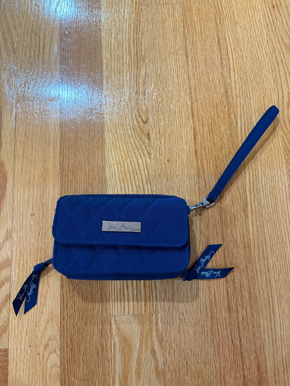Vera Bradley Quilted Wristlet in Navy Blue
